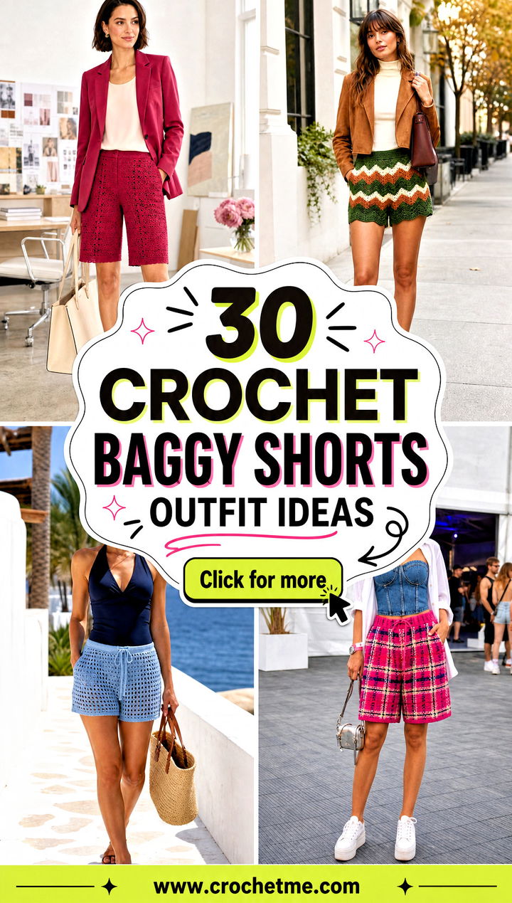 30 crochet baggy shorts outfit ideas - 30 crochet baggy shorts outfit ideas
