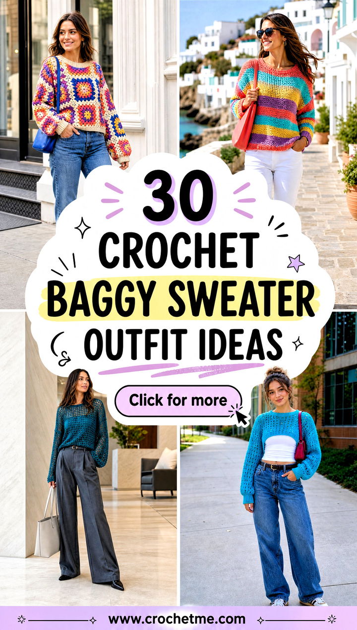 30 crochet baggy sweater outfit ideas - 30 crochet baggy sweater outfit ideas