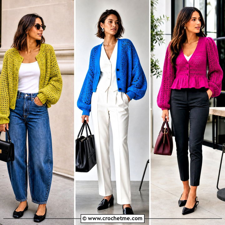 30 Crochet Balloon Sleeve Cardigan Outfit Ideas This Season