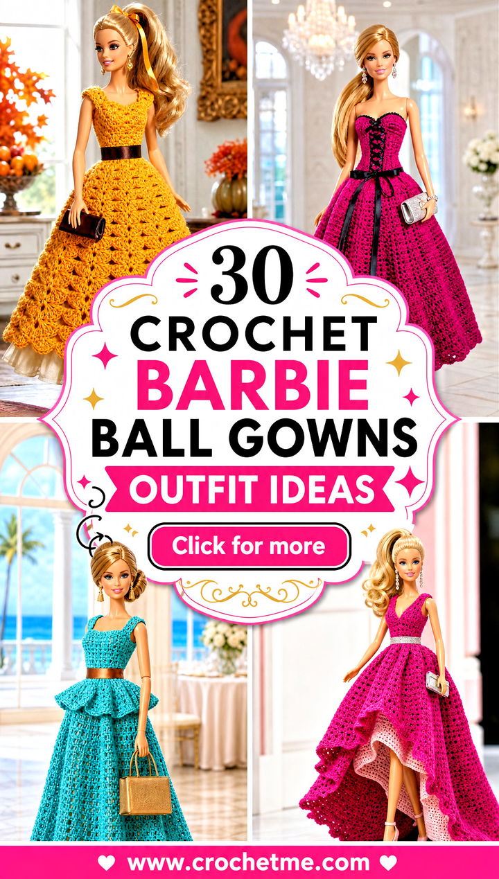 30 crochet barbie ball gowns outfit ideas - 30 crochet barbie ball gowns outfit ideas