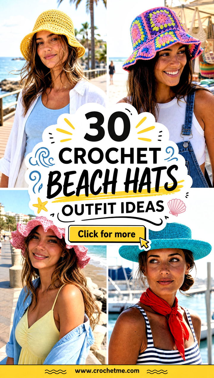 30 crochet beach hats outfit ideas - 30 crochet beach hats outfit ideas
