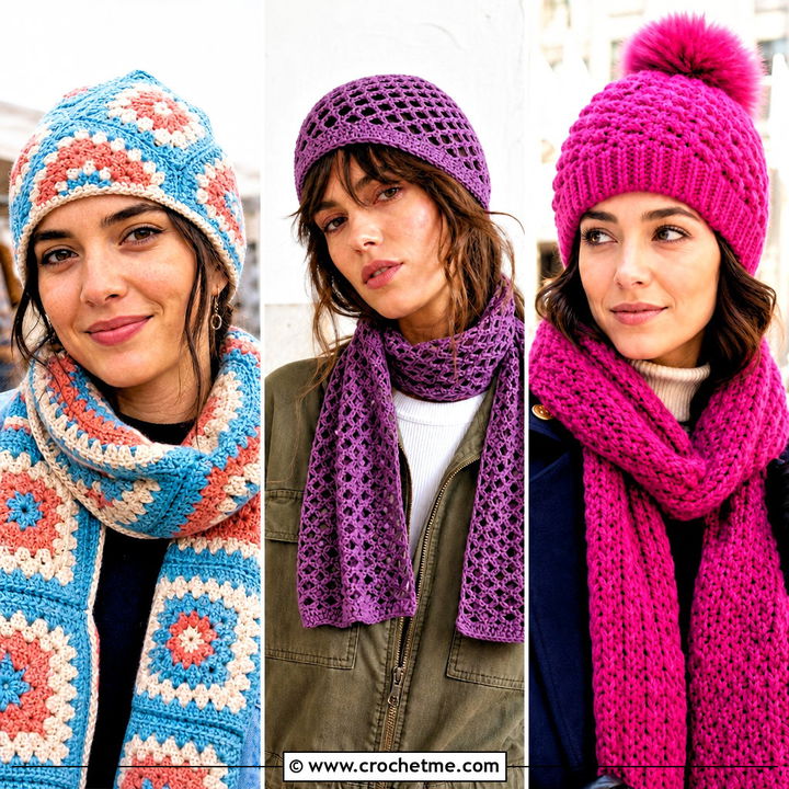 30 crochet beanie and scarf set outfit ideas