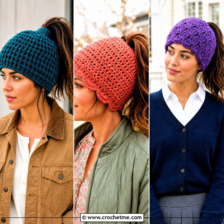 30 Crochet Beanie With Ponytail Hole Outfit Ideas for Winter