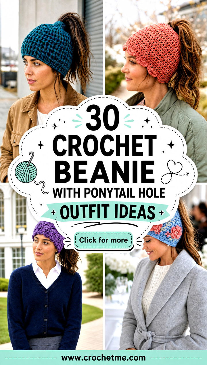 30 crochet beanie with ponytail hole outfit ideas - 30 crochet beanie with ponytail hole outfit ideas