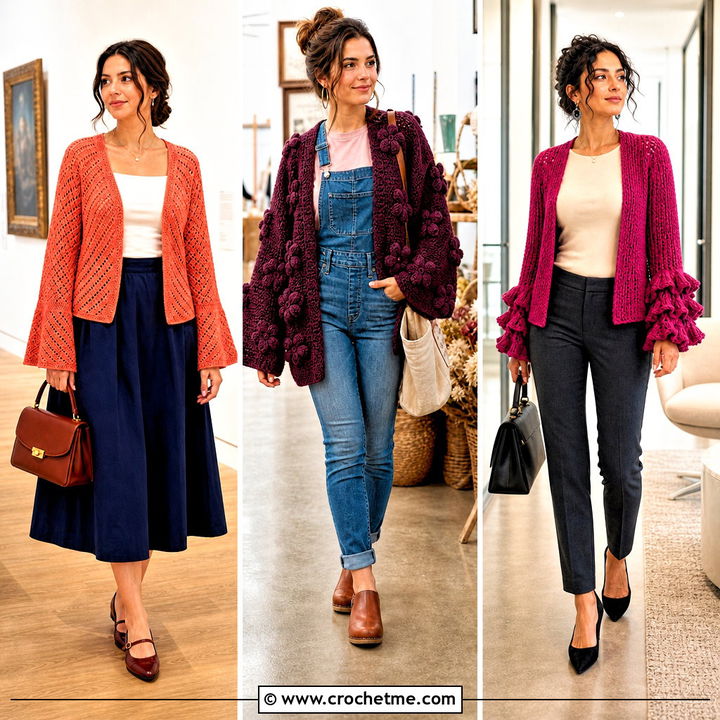 30 Crochet Bell Sleeve Cardigan Outfit Ideas for Fall Layering