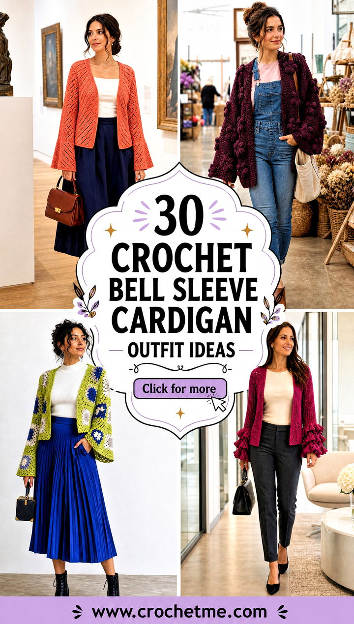 30 crochet bell sleeve cardigan outfit ideas - 30 crochet bell sleeve cardigan outfit ideas