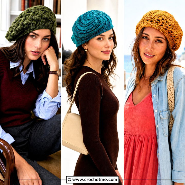 30 Crochet Berets Outfit Ideas for Chic Parisian Style