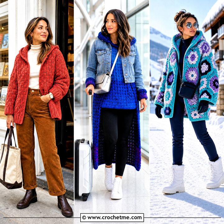 30 Crochet Blanket Hoodie Outfit Ideas for Cozy Winter Days