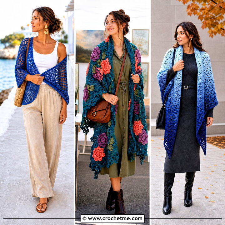 30 Crochet Blanket Shawl Outfit Ideas for Cozy Layered Looks