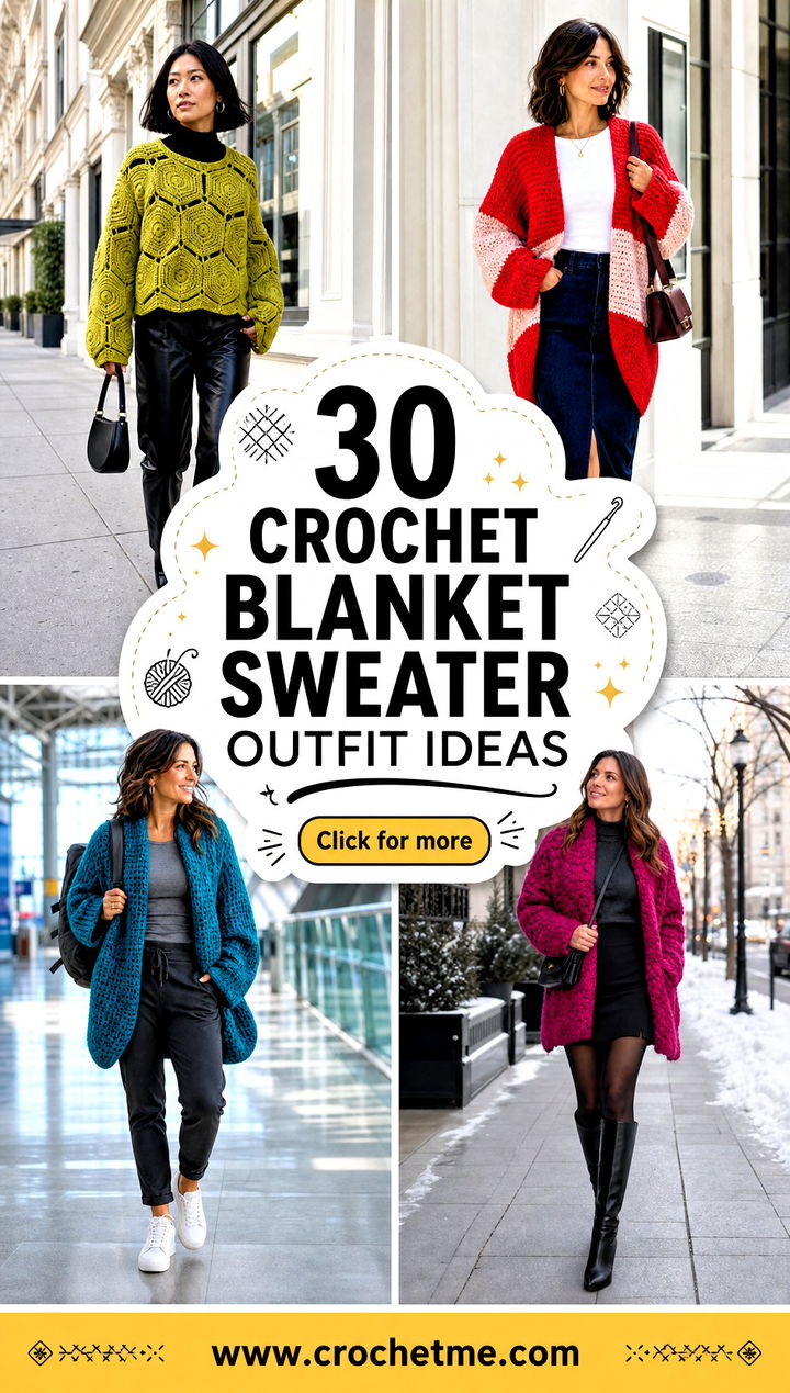 30 crochet blanket sweater outfit ideas - 30 crochet blanket sweater outfit ideas