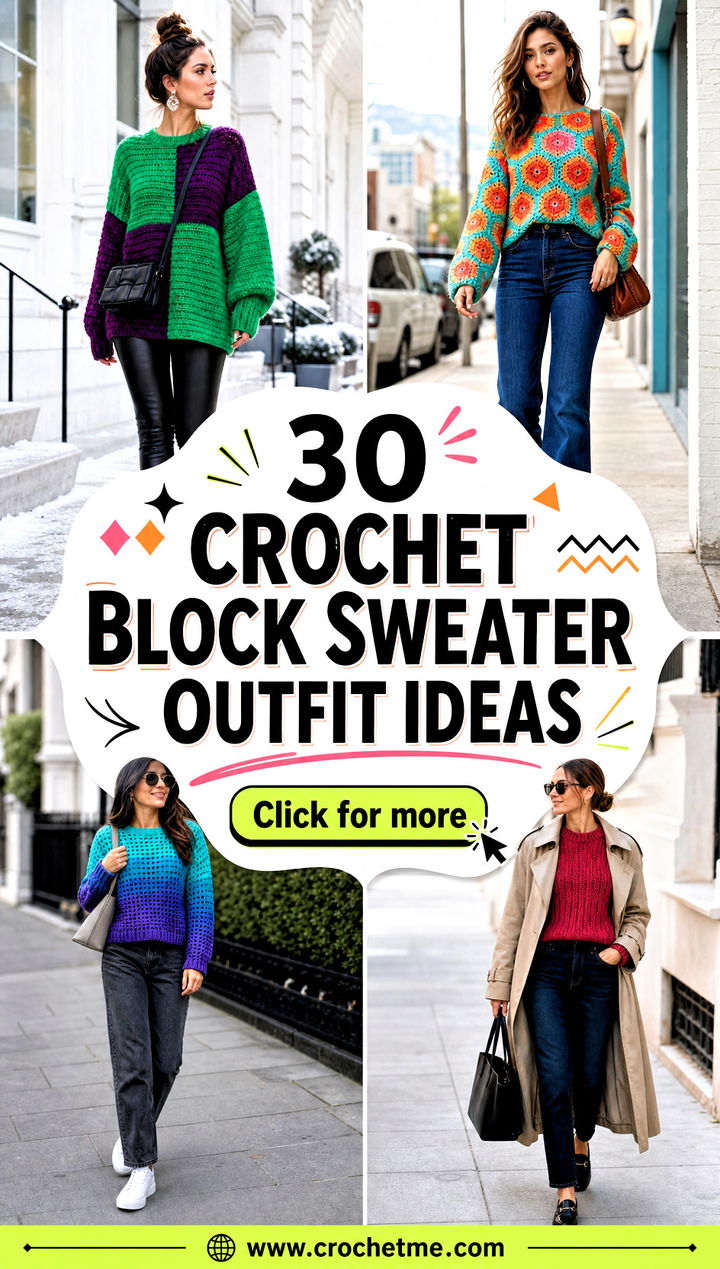 30 crochet block sweater outfit ideas - 30 crochet block sweater outfit ideas