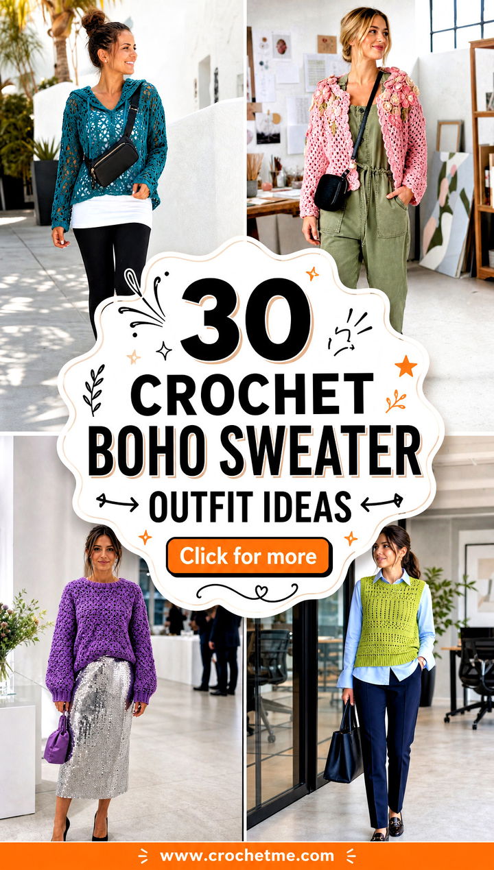 30 crochet boho sweater outfit ideas - 30 crochet boho sweater outfit ideas