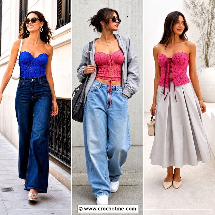 30 Crochet Bustier Outfit Ideas for Confident Summer Style
