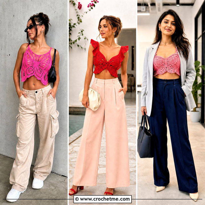 30 Crochet Butterfly Crop Top Outfit Ideas for Cute Summer Style