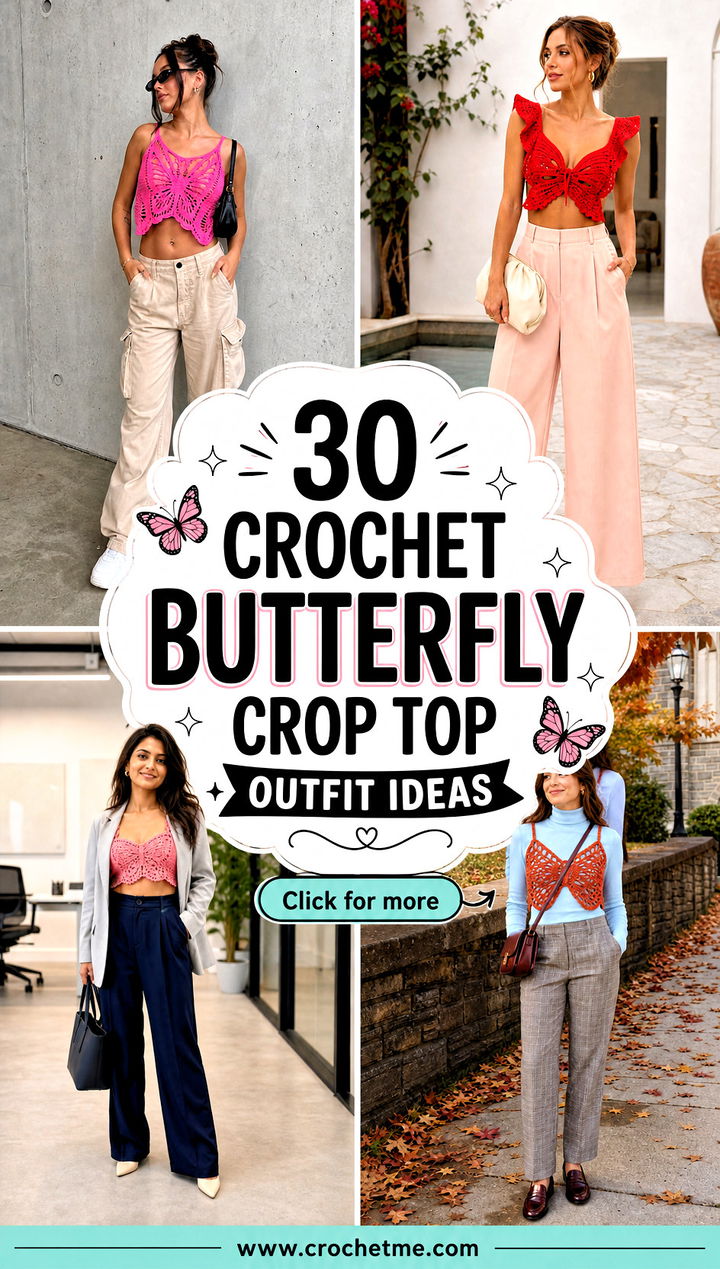 30 crochet butterfly crop top outfit ideas - 30 crochet butterfly crop top outfit ideas