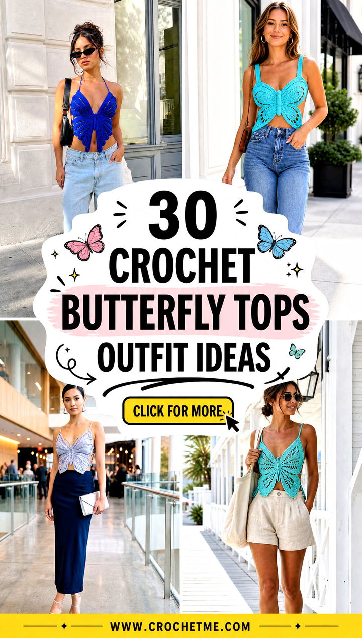 30 crochet butterfly tops outfit ideas - 30 crochet butterfly tops outfit ideas