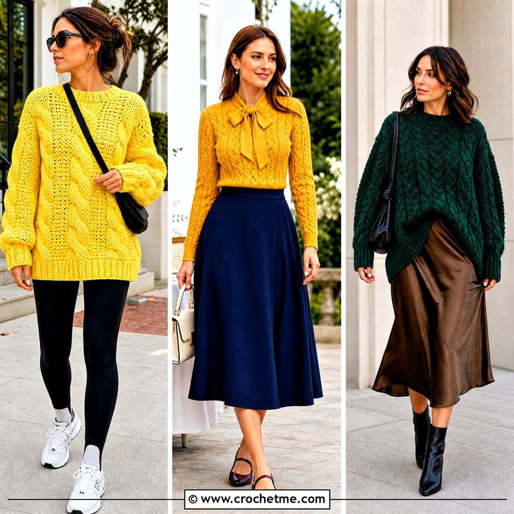 30 Crochet Cable Knit Sweater Outfit Ideas for Chic Winter Style