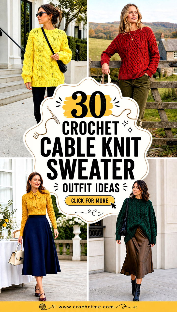 30 crochet cable knit sweater outfit ideas - 30 crochet cable knit sweater outfit ideas