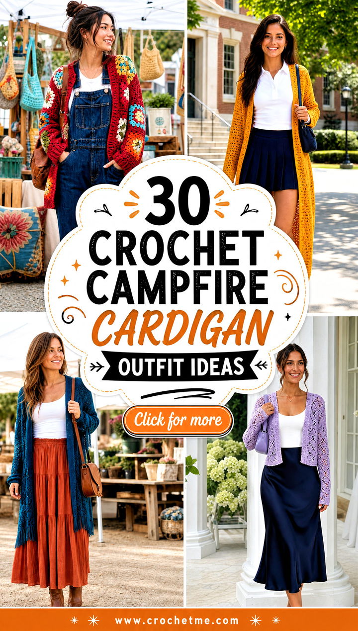 30 crochet campfire cardigan outfit ideas - 30 crochet campfire cardigan outfit ideas