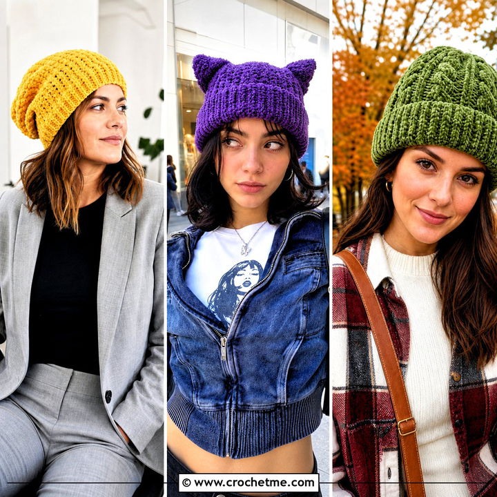 30 Crochet Chenille Hat Outfit Ideas for Playful Cozy Looks