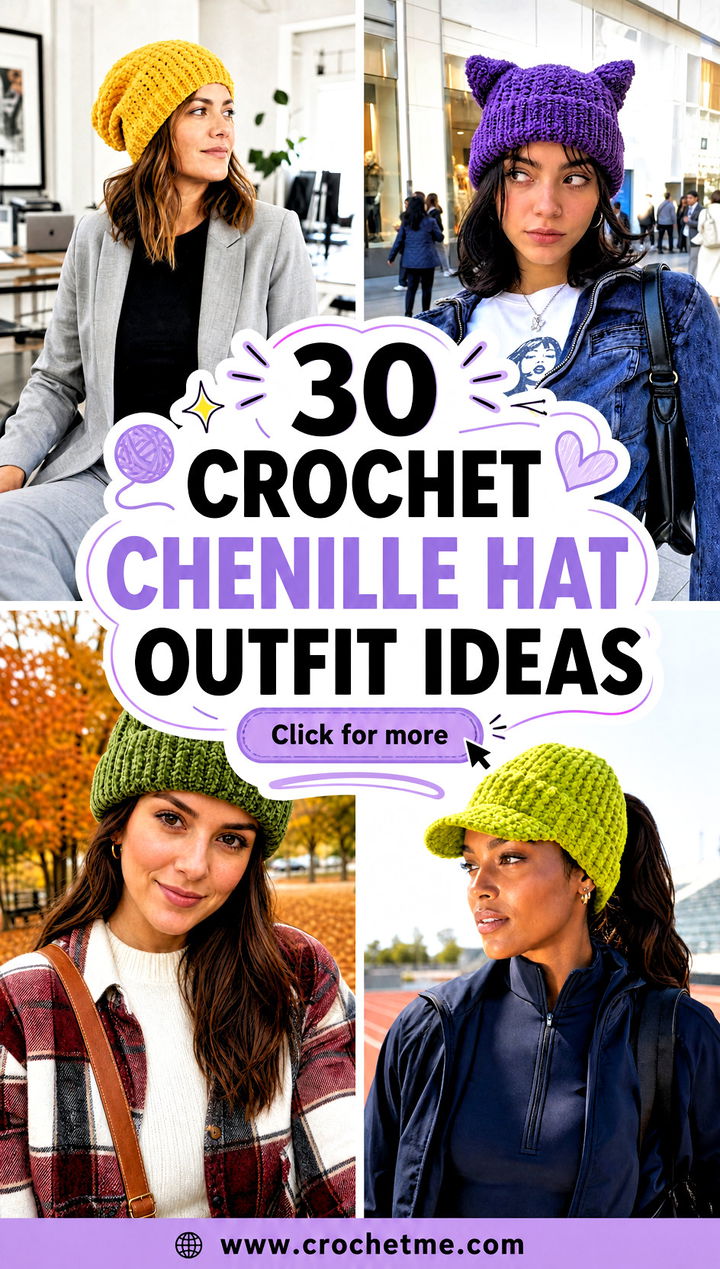 30 crochet chenille hat outfit ideas - 30 crochet chenille hat outfit ideas