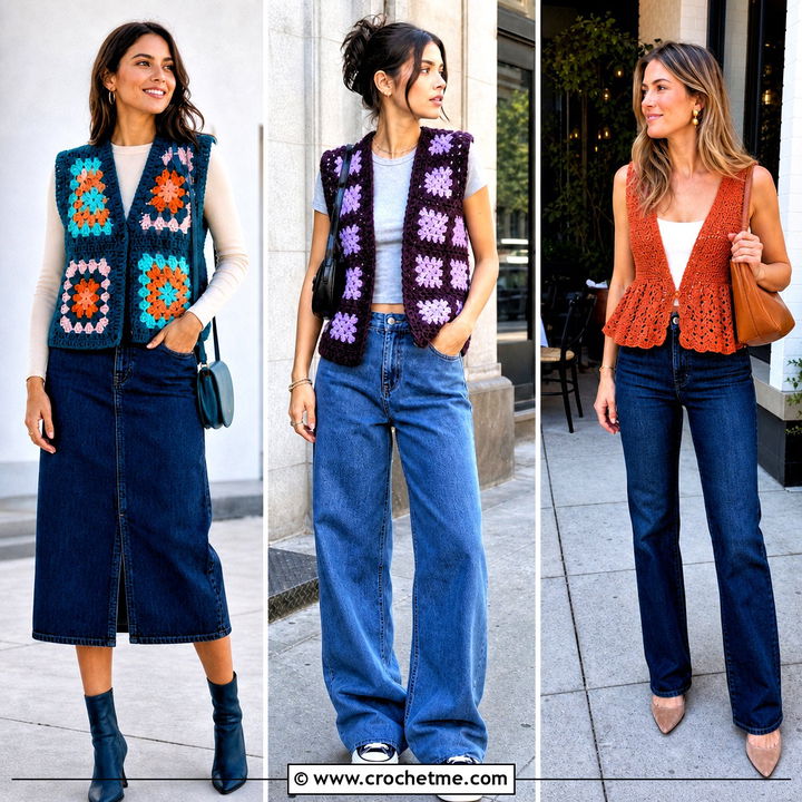 30 Crochet Chunky Vest Outfit Ideas for Cozy Layered Looks