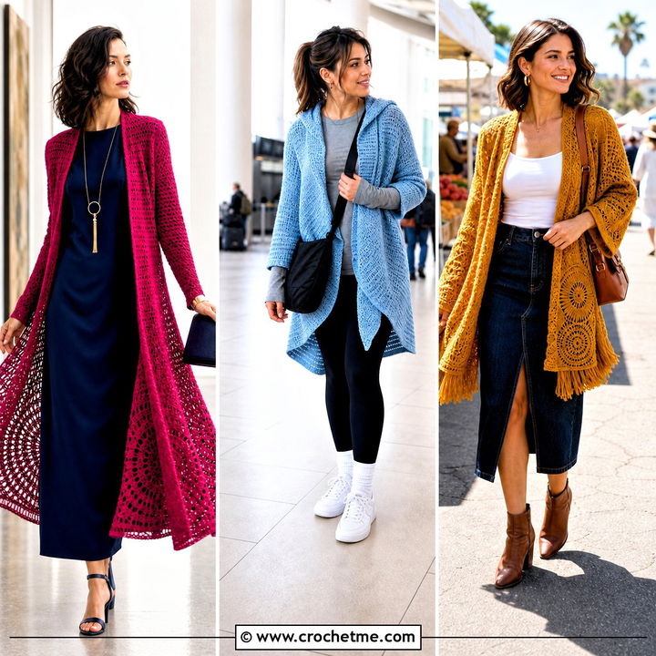 30 Crochet Circle Cardigan Outfit Ideas for Flattering Layers