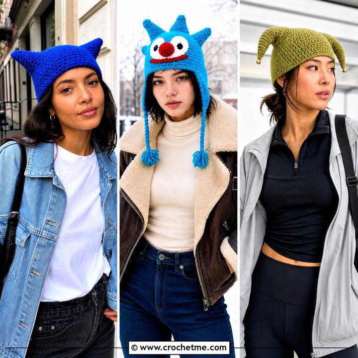 30 Crochet Clown Hat Outfit Ideas for Playful Festival Style