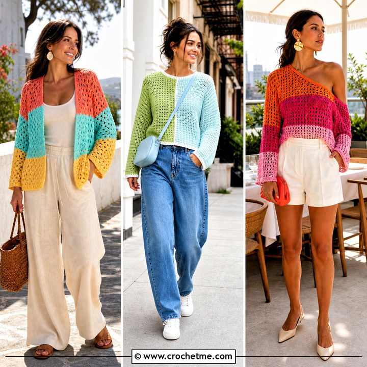 30 Crochet Colorblock Sweater Outfit Ideas for Chic Fall Style