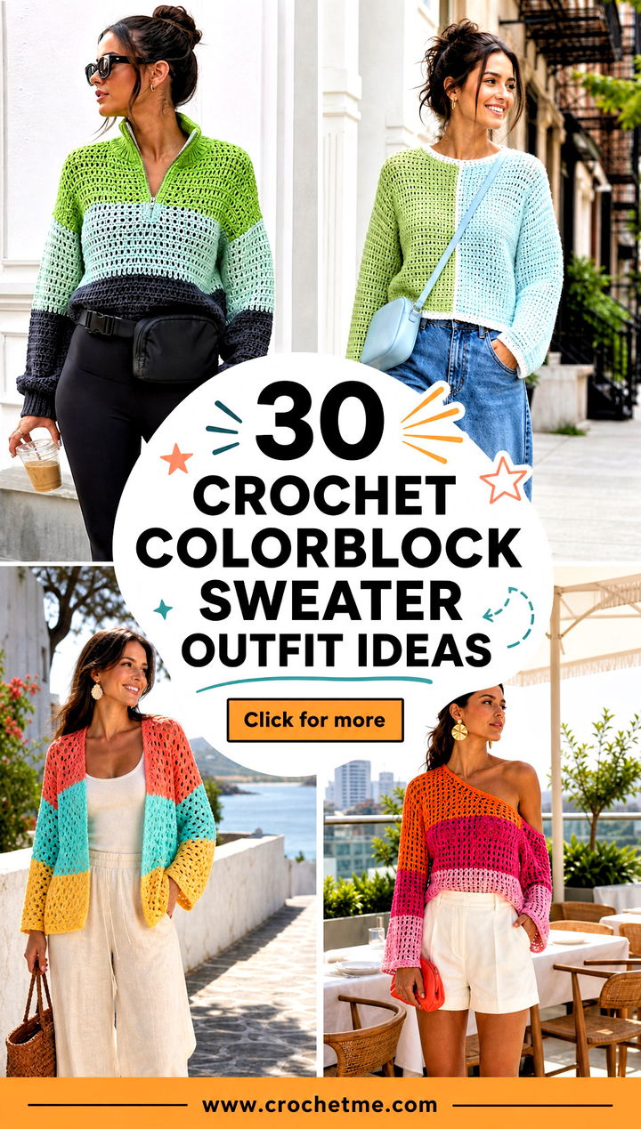 30 crochet colorblock sweater outfit ideas - 30 crochet colorblock sweater outfit ideas