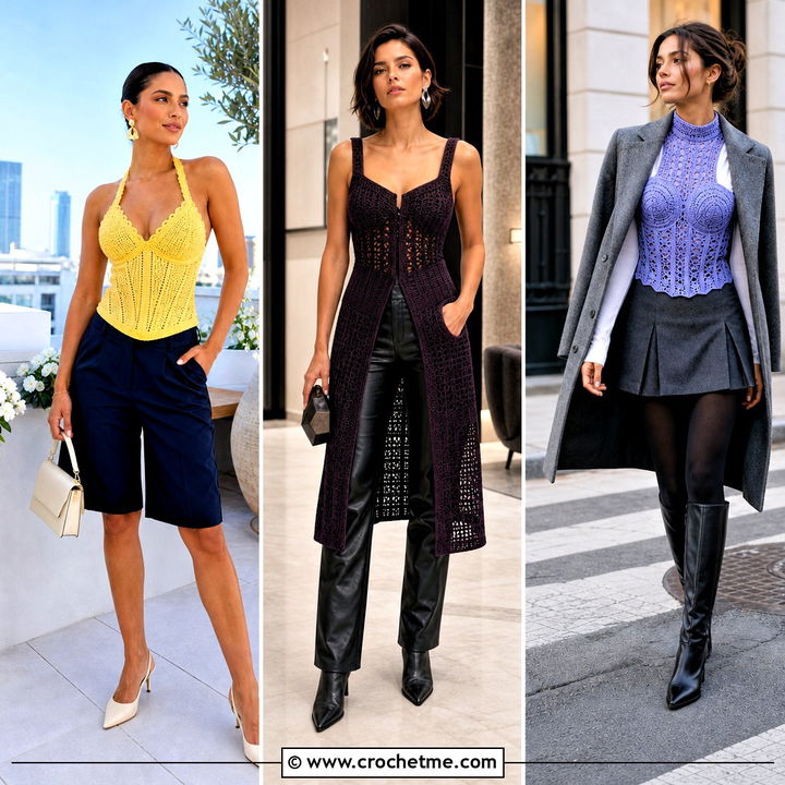 30 Crochet Corset Vest Outfit Ideas for Trendy Layered Looks