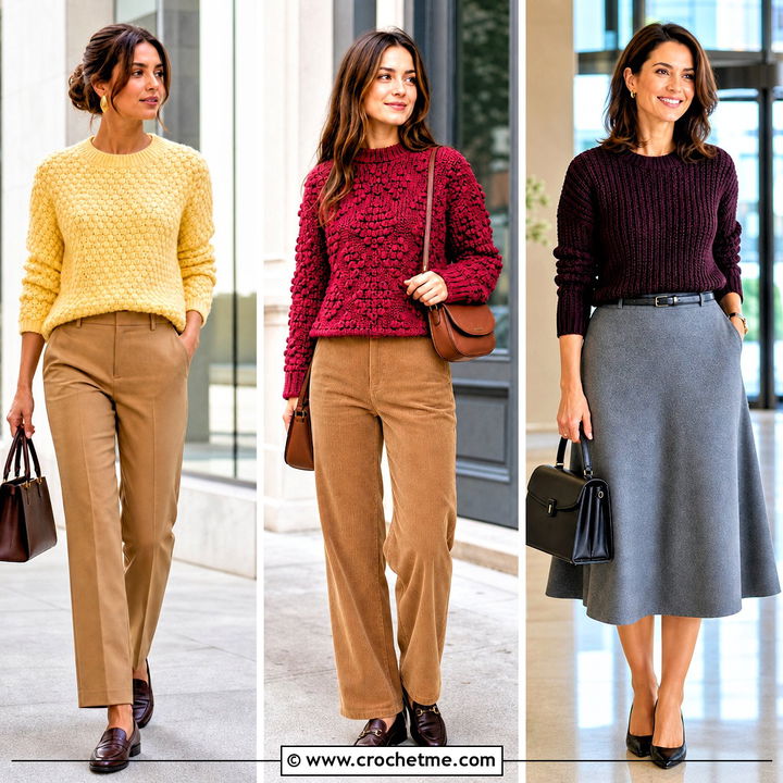 30 Crochet Crewneck Sweater Outfit Ideas for Cozy Winter Looks