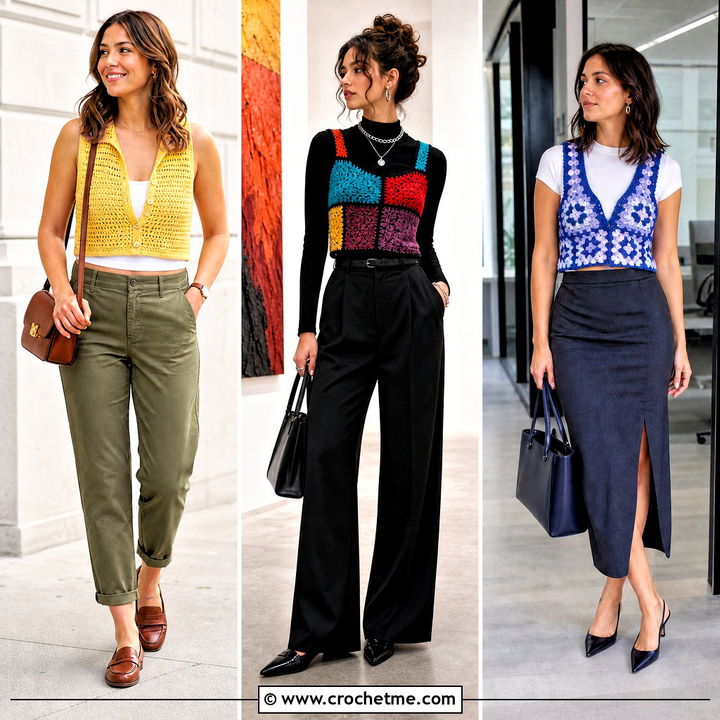30 Crochet Crop Vest Outfit Ideas for Easy Layered Style