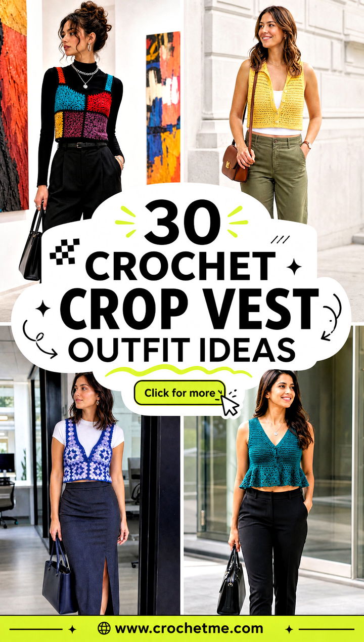 30 crochet crop vest outfit ideas - 30 crochet crop vest outfit ideas