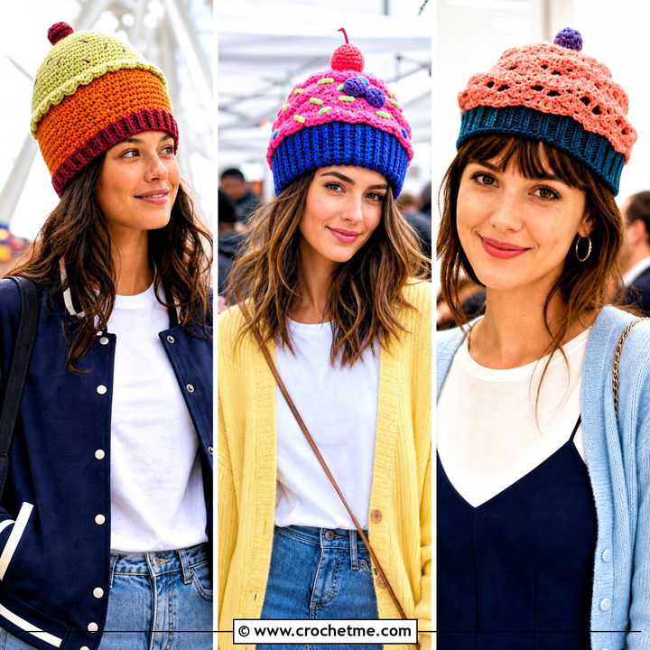 30 Crochet Cupcake Hat Outfit Ideas for Playful Winter Looks