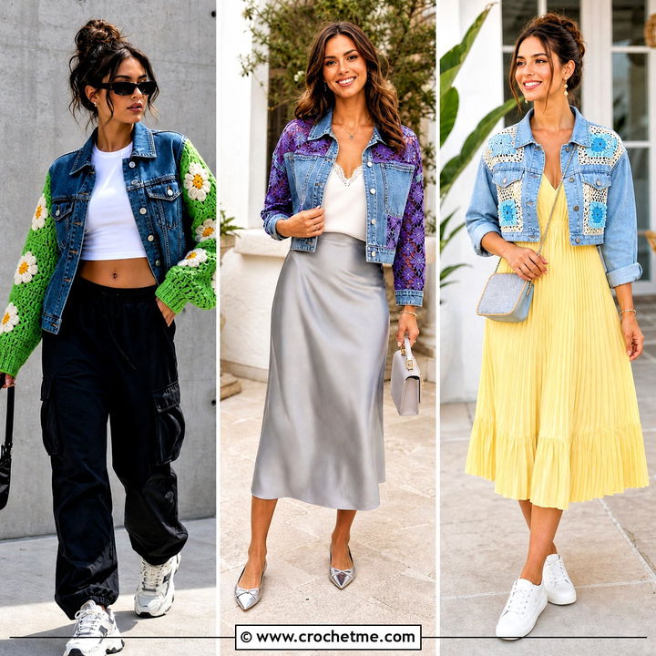30 Crochet Denim Jacket Outfit Ideas for Modern Street Style