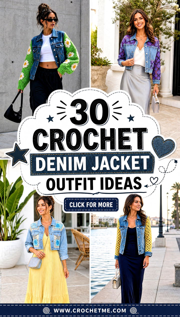 30 crochet denim jacket outfit ideas - 30 crochet denim jacket outfit ideas