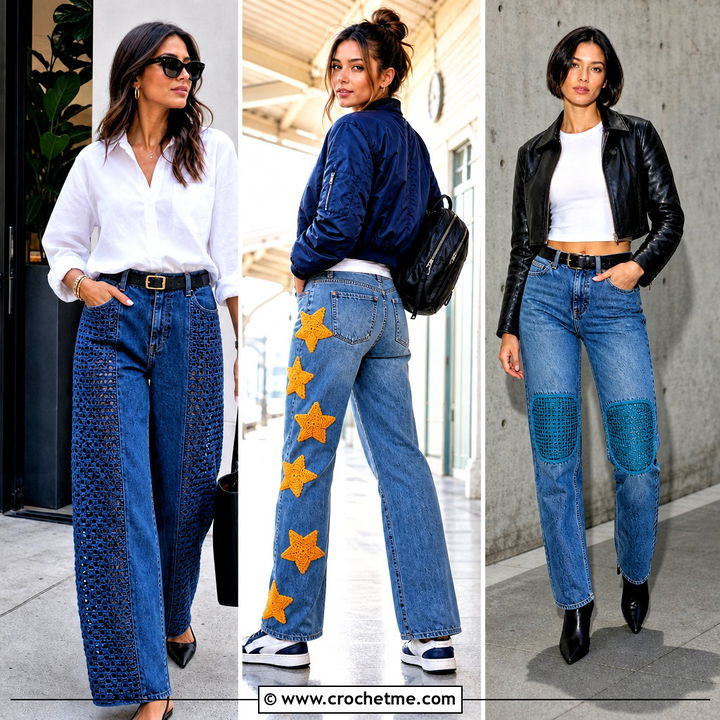 30 Crochet Denim Pants Outfit Ideas for Bold Everyday Style