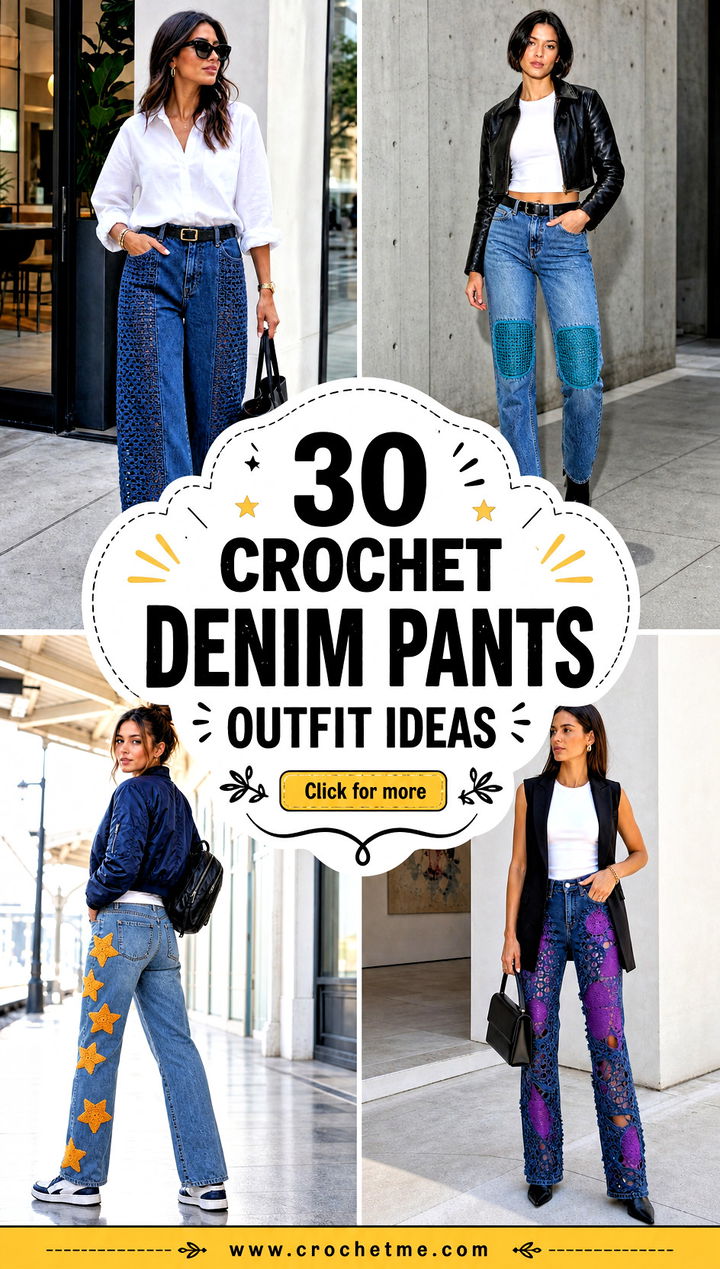 30 crochet denim pants outfit ideas - 30 crochet denim pants outfit ideas