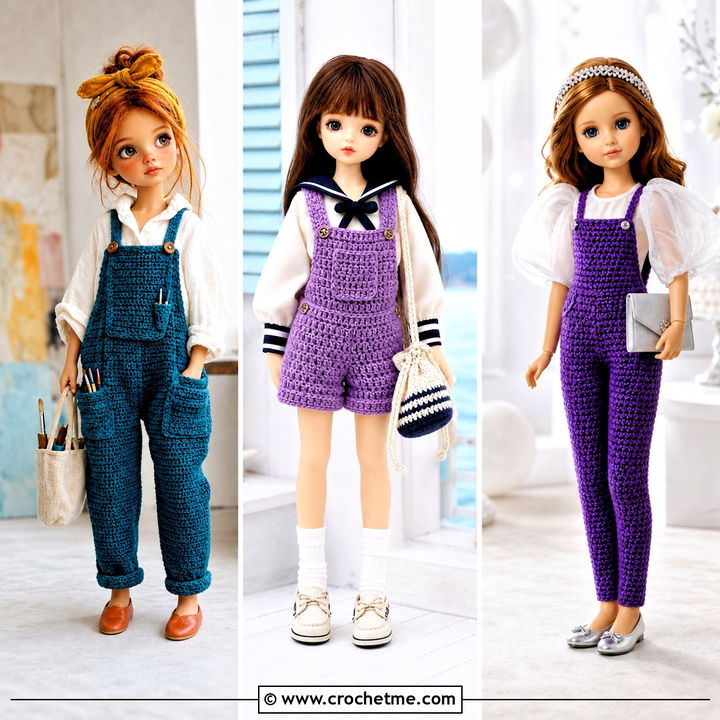 30 Crochet Doll Overalls Outfit Ideas for Cute Mini Wardrobes