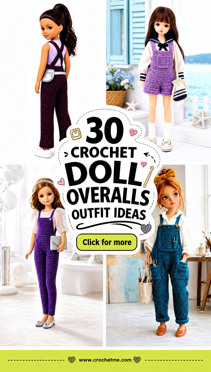30 crochet doll overalls outfit ideas - 30 crochet doll overalls outfit ideas