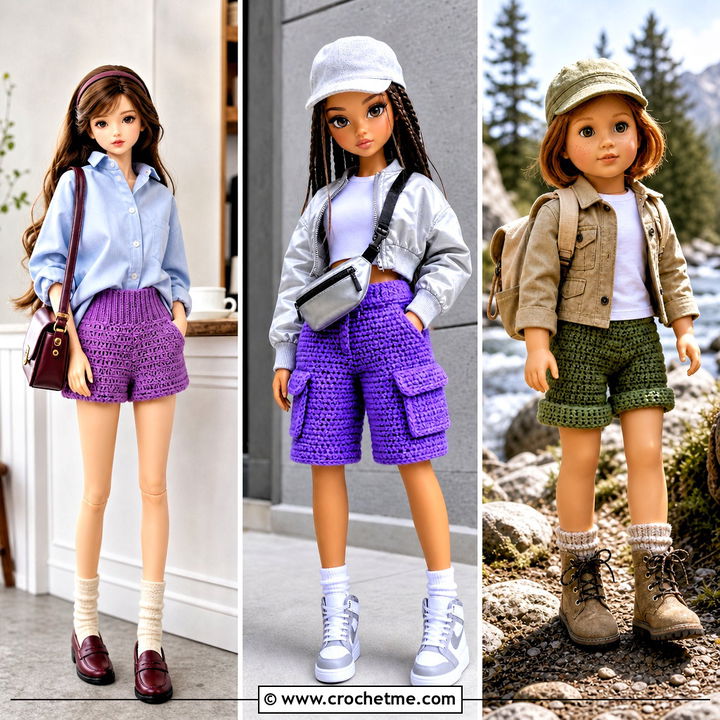 30 Crochet Doll Shorts Outfit Ideas for Cute Mini Wardrobes