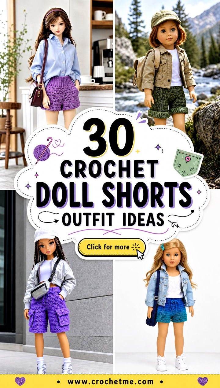 30 crochet doll shorts outfit ideas - 30 crochet doll shorts outfit ideas