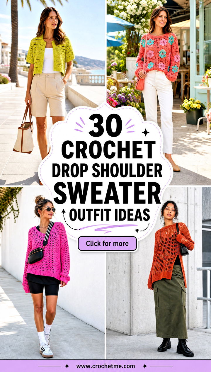 30 crochet drop shoulder sweater outfit ideas - 30 crochet drop shoulder sweater outfit ideas