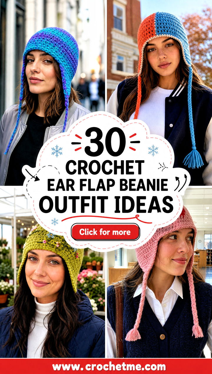 30 crochet ear flap beanie outfit ideas - 30 crochet ear flap beanie outfit ideas