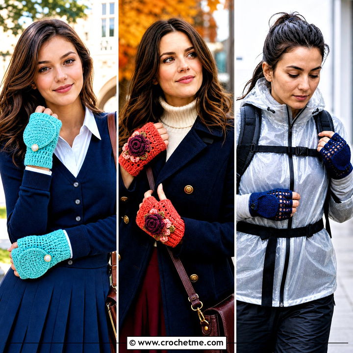 30 Crochet Fingerless Gloves With Flap Outfit Ideas for Winter
