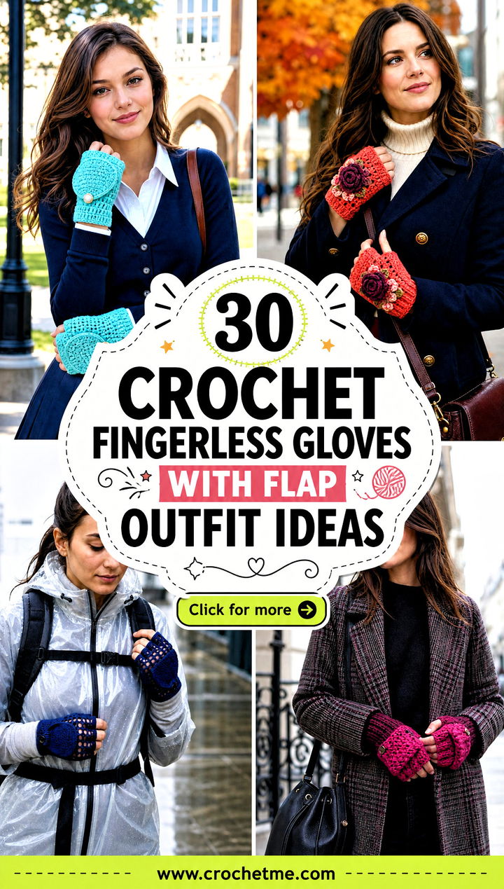 30 crochet fingerless gloves with flap outfit ideas - 30 crochet fingerless gloves with flap outfit ideas
