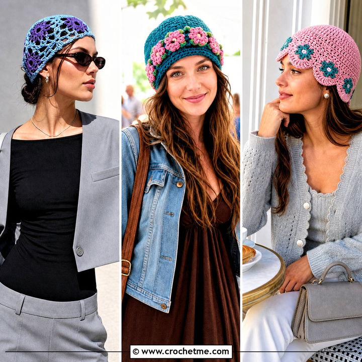 30 Crochet Flower Beanie Outfit Ideas for Cozy Winter Style