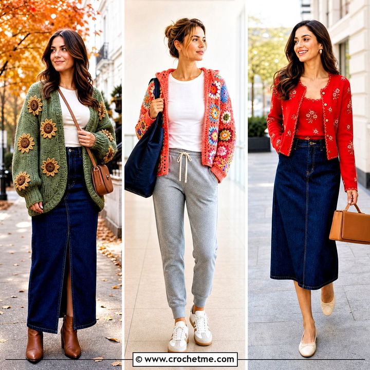 30 Crochet Flower Cardigan Outfit Ideas for Spring Style