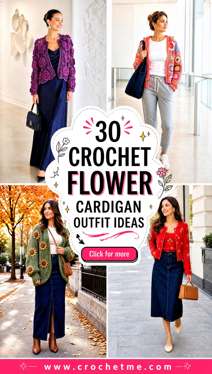 30 crochet flower cardigan outfit ideas - 30 crochet flower cardigan outfit ideas